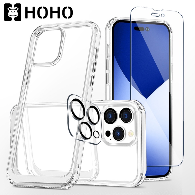 TZ เคสกันกระแทกใส ชุดเซ็ ใช้สำหรับ iPhone 16 11 12 13 14 15 16 Pro Max Mini 14 15 16 Plus Caseฟิล์มกระจก ฟิล์มเลนส์กล้อง