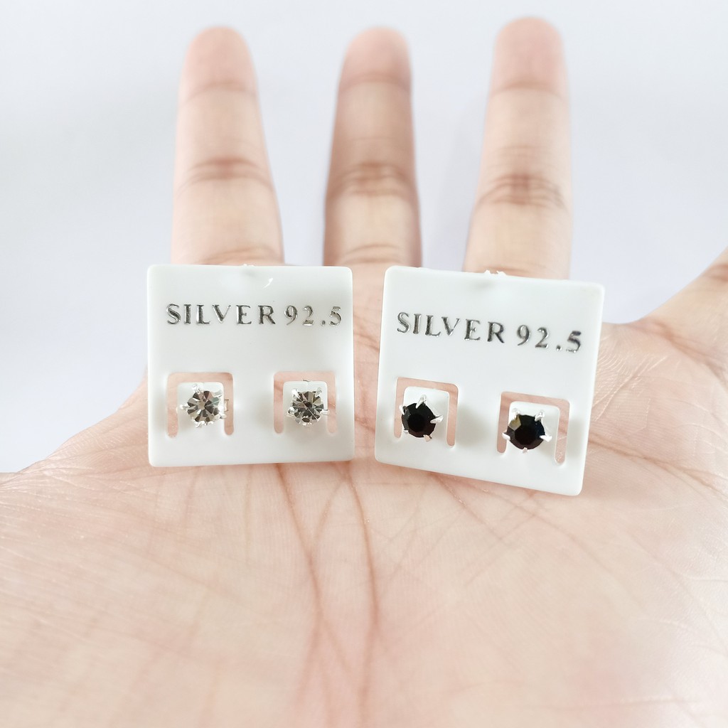 ต่างหูเงินแท้ Star Bezel Earrings 92.5% (เตยดาว)