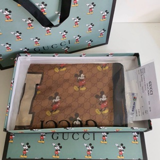 Disney x GUCCI Chiffon Scarf ผ้าพันคอGucci งายเทียบแท้1:1 เกรดสูงที่สุด ไม่โป๊ะ กล่องมิกกี้เมาส์