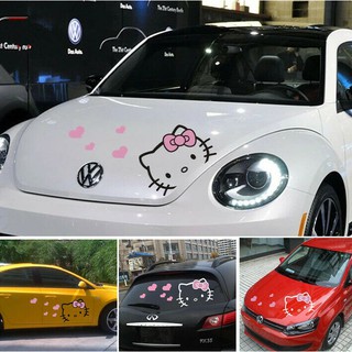 สติ๊กเกอร์ ตัด ลายเส้น Hello Kitty สติ๊กเกอร์ คิตตี้ แมว แต่ง รถ Sticker Vinyl Decals ขนาด 20 หรือ 32ซม หน้าคิตตี้ หัวใจ