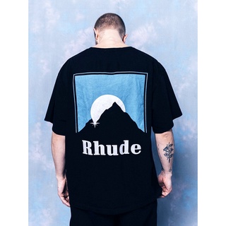 Rhude เสื้อยืดคอกลม แขนสั้น ผ้าฝ้าย พิมพ์ลาย ทรงหลวม เข้ากับทุกการแต่งกาย แฟชั่นสําหรับผู้หญิง