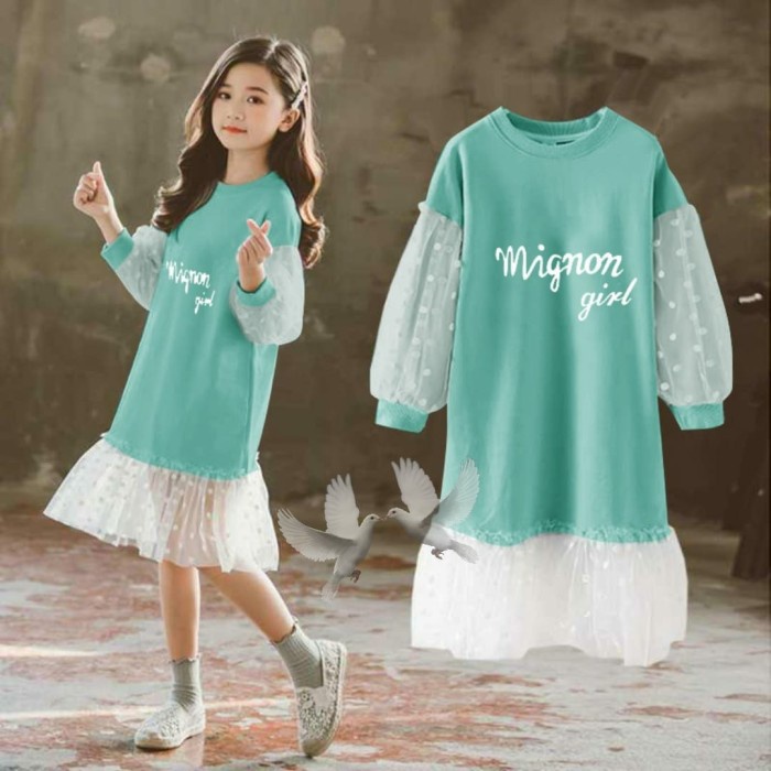 MIGNON GIRL TEEN TOSCA DRESS [เสื้อผ้าเด็ก 0107] SHU