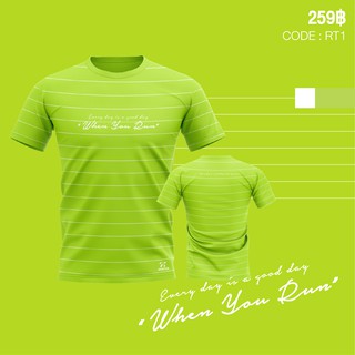 เสื้อกีฬาแฟชั่น RUNRHYTHM : ลายขวาง สีเขียวเลม่อน