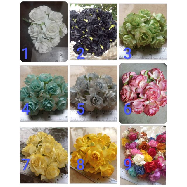 50 ดอกไม้กระดาษสา ขนาดดอกประมาณ 30มม. มีก้าน ดอกกุหลาบปลอม