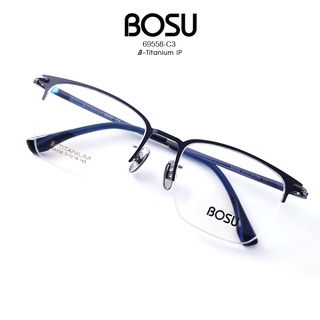 กรอบแว่นตา BOSU รุ่น 69558-C3 สีดำเทา วัสดุ Titanium น้ำหนักเบา ใส่สบาย