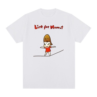 Yoshitomo Nara Live For Moment เสื้อยืดลําลอง แขนสั้น คอกลม สีขาว แฟชั่นฤดูร้อน สําหรับผู้ชาย คู่รัก