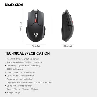 FANTECH รุ่น WG11 CRUISER Wireless 2.4GHZ GAMING MOUSE เกมมิ่งเมาส์ไร้สาย ปิดเปิดได้ คลิกไร้เสียง