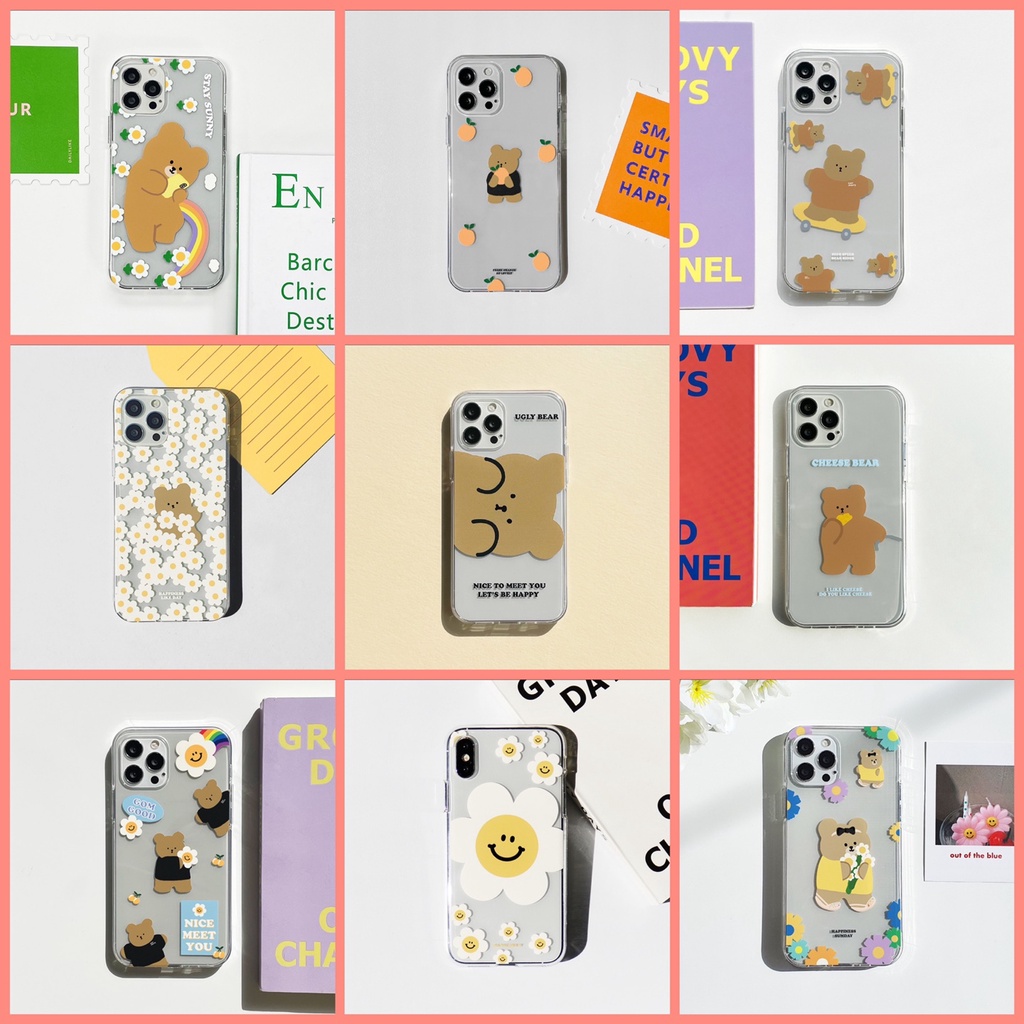 🇰🇷【 Korean Phone Case 】 Clear Jelly Cute Case Collection Premium Unique Korea Hand Made MOMO Compatible for iPhone 8 xs xr 11pro 11 12 12pro mini 13 Galaxy