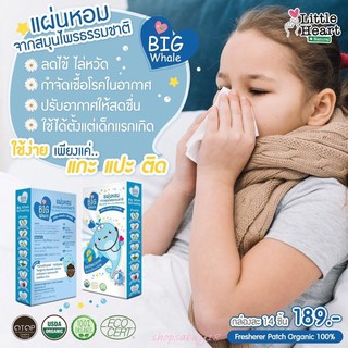 Little Heart Big Whale antibacterial patch แผ่นแปะบิ๊กเวลล์ บรรเทาอาการคัดจมูก ลดอาการไอและไข้หวัด (14 ชิ้นต่อกล่อง)