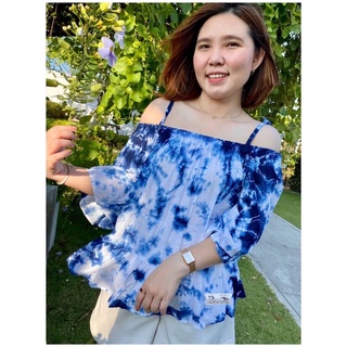 เสื้อมัดย้อมแขนกระดิ่ง มีสายเดี่ยวใส่ปาดไหล่