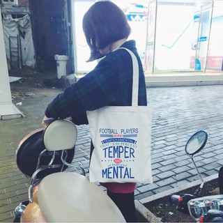 กระเป๋าสะพายผ้า ลาย Temper and mental