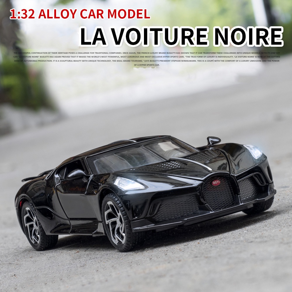 1:32 BUGATTI LA VOITURE NOIRE รถสปอร์ตรุ่นโลหะผสม Diecast รถของเล่นประตูเปิดรถบรรทุกอัตโนมัติ