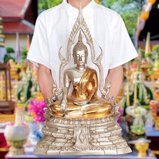 พระพุทธชินราช เนื้อทอง 2 กษัตริย์ ปี2500 (หน้าตัก9นิ้ว)พุทธาภิเษก วัดพระศรีรัตนมหาธาตุ พิษณุโลก พระคู่บ้านคู่เมืองมาแต่โ