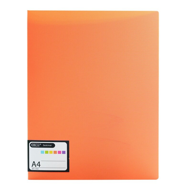 แฟ้มเจาะพลาสติก A4 สีส้ม ออร์ก้า DT-102/Orca DT-102 Plastic File Folder, Orange