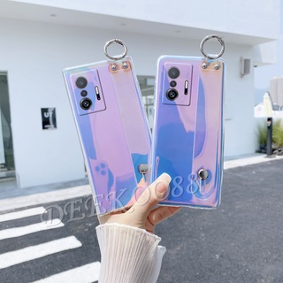 เคสโทรศัพท์ Xiaomi Mi 11T Pro 11 Lite 5G NE POCO X3 GT NFC M3 Pro F3 11 Ultra 10T Pro Caisng with Wristband Purple Colorful Silicone Softcase Back Cover เคส Mi11T 11TPro 11LiteNE POCOX3 X3GT Phone Case