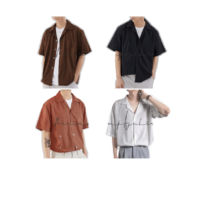 Classic Minimal Tone เสื้อเชิ้ตผู้ชายสไตล์เกาหลี รุ่นยอดนิยม เสื้อฮาวายแขนสั้น เสื้อเชิ๊ต ทรงโอเวอร์ไซส์ โทนสีสุภาพ