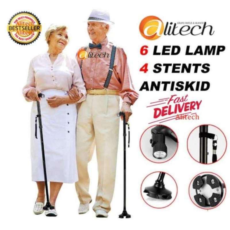 Eco ไม้เท้าพยุงเดินคนแก่ มีไฟ LED ปรับระดับได้
