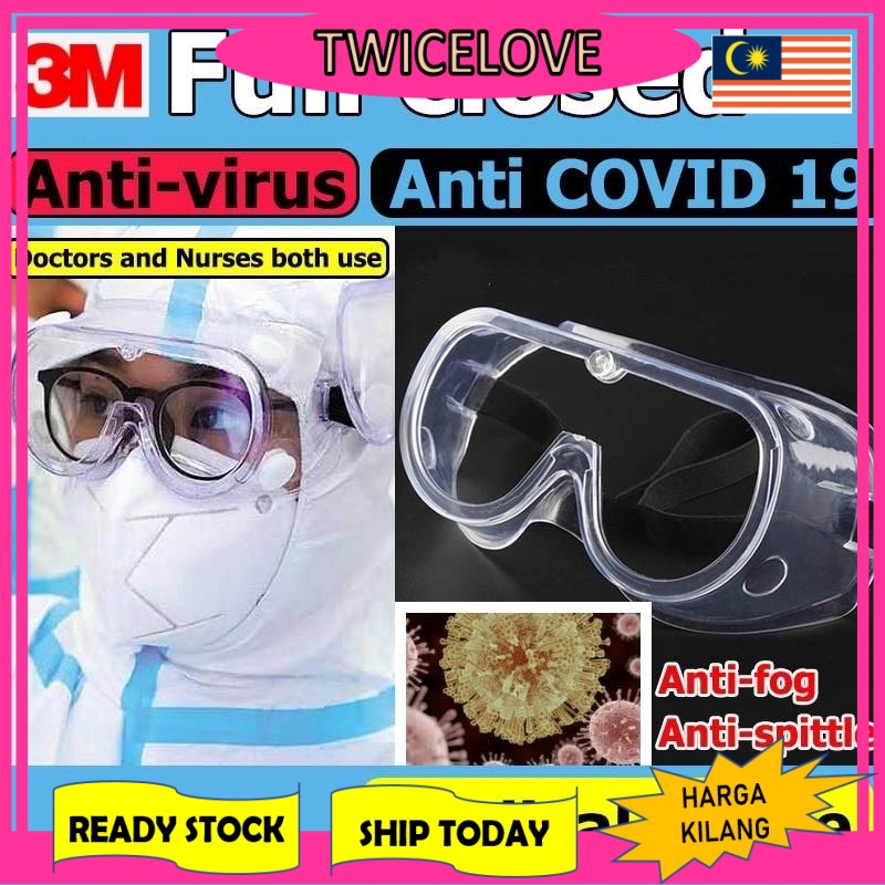 Twicelove 3M 1621AF แว่นตานิรภัย เกรดทางการแพทย์ ป้องกันไวรัส / ป้องกัน Flog / ป้องกันน้ํากระเซ็น