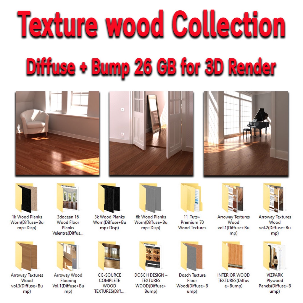 Texture wood collection with diffuse+Bump for 3D Render