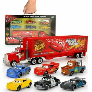 7PCS/Set Cars 2 Lightning McQueen Racer Car&amp;Mack Truck Kids Toy Collection Gift