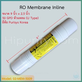 ไส้กรอง RO Membrane 50 GPD 9 นิ้ว ยี่ห้อ Purisys Korea (U Type)