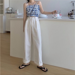 Blue shade tank top w/t white trouser #preorder