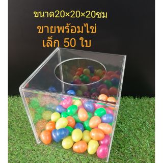 กล่องอะคริลิค20×20×20ซม.พร้อมไข่เล็ก50ใบ