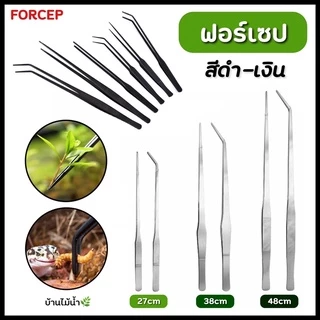 ฟอร์เซป Forcep สแตนเลส สีดำ-สีเงิน ฟอร์เซปปลายตรง ฟอร์เซปปลายโค้ง มี 3 ขนาด 27cm 38cm 48cm | บ้านไม้น้ำ🌿