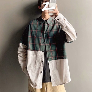 เสื้อเชิ้ตแขนยาว ลายสก๊อต ขนาดพิเศษ สไตล์เกาหลี ฮ่องกง ญี่ปุ่น แฟชั่นฤดูใบไม้ผลิใหม่ สำหรับผู้ชาย
