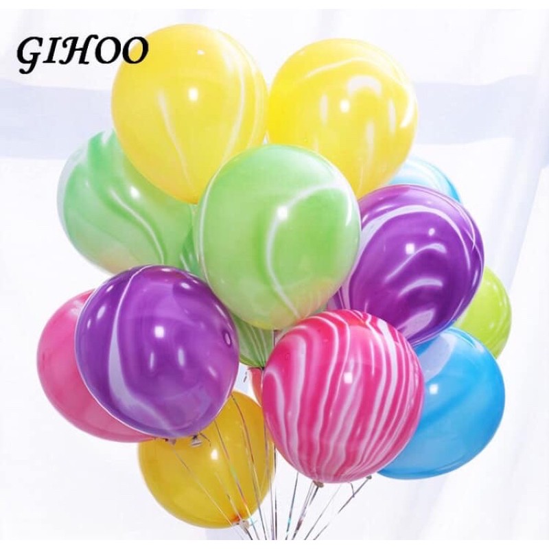 พร้อมส่งจากไทย ลูกโป่งยางลายหินอ่อน แบบคละสี ขนาด12นิ้ว แพค 10 ใบ สีสวย สีสดชัด