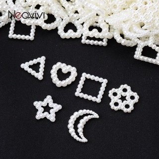 100pcs Imitation Pearl Beads Flower Heart Star Moon Loose Beads For Jewelry Making Bracelet Charms Hair Accessories