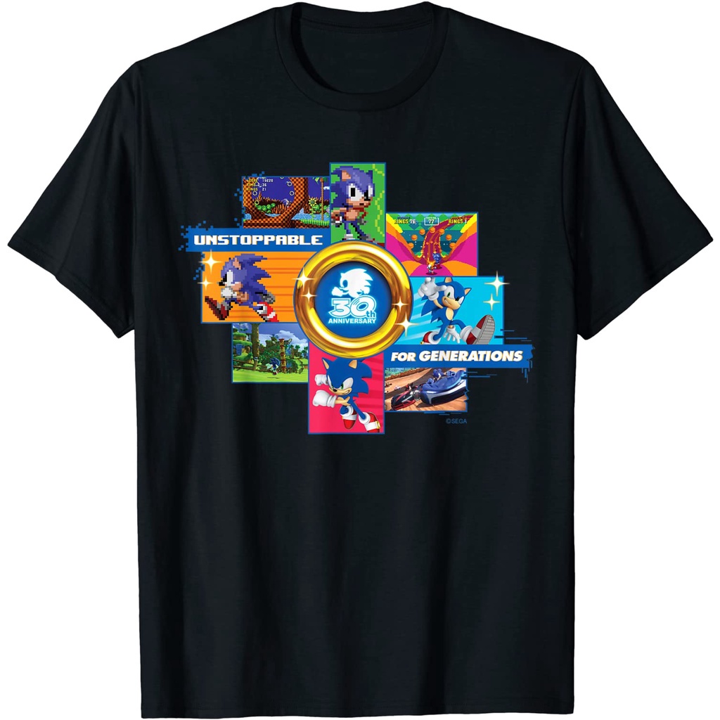 Adult Clothes Sonic the Hedgehog 30 Jahre Unstoppable t-shirt เสื้อยืด