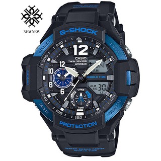 G-Shock รุ่น GA-1100-2B MASTER OF G Series GRAVITYMASTER สีดำขอบน้ำเงิน ของแท้ ประกัน cmg 1ปี+กล่อง