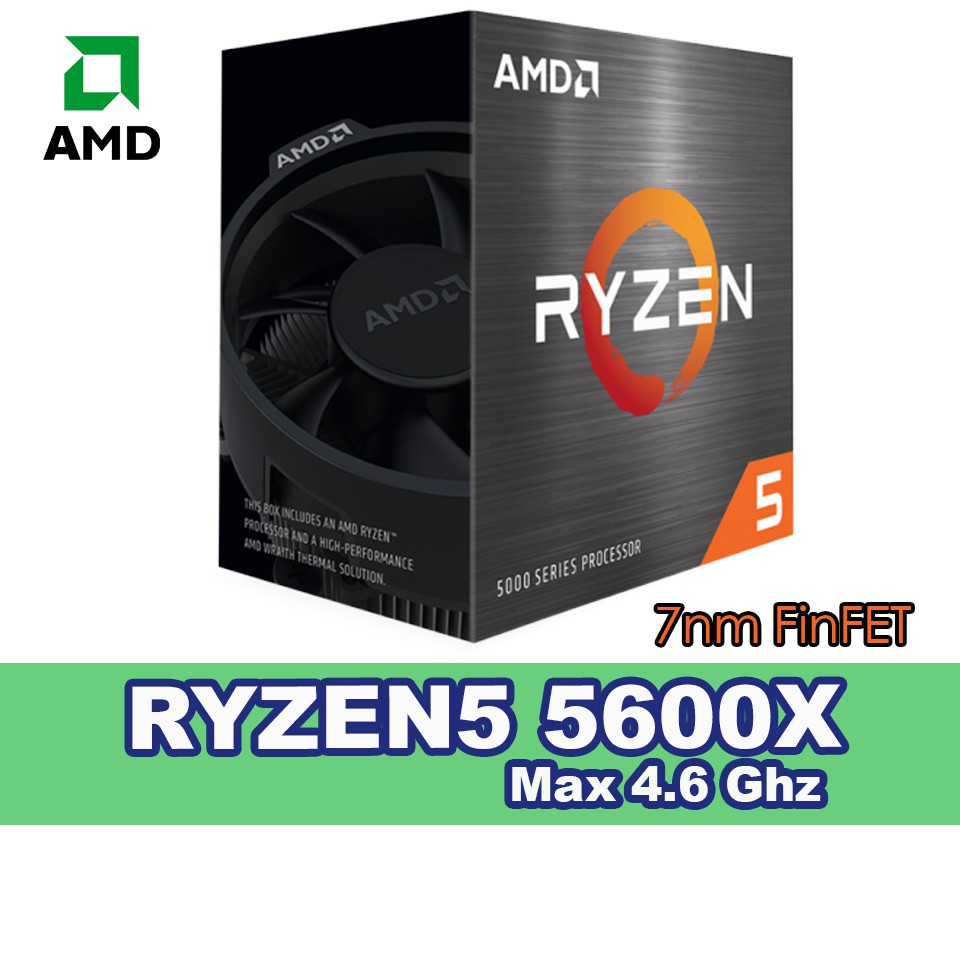 CPU AMD AM4 Ryzen 5 5600X 3.7Ghz Boot 4.6Ghz ของใหม่ประกันศูนย์ 5600x
