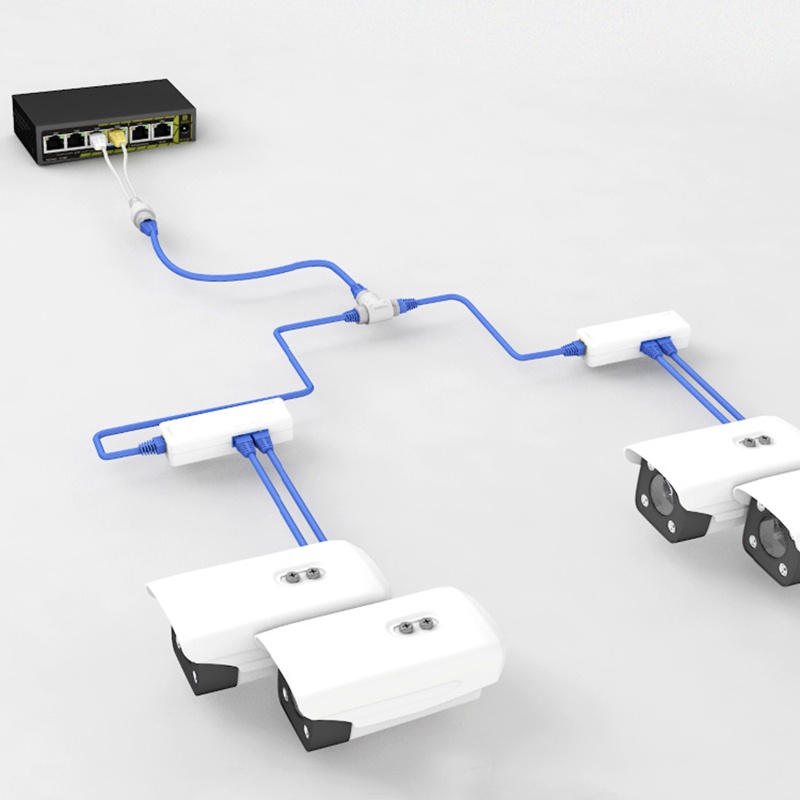 Rr POE Splitter 1-To-2 สายประหยัดตัวเชื่อมต่อ RJ45 สามทางสําหรับกล้องรักษาความปลอดภัย Router Wrieless Security กล้อง