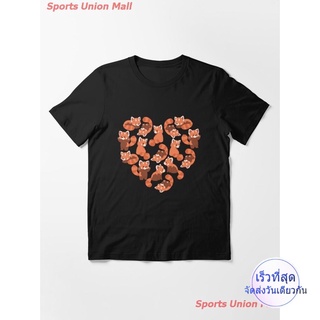 เสื้อยืดเท่ๆ เขินแรงแดงเป็นแพนด้า น่ารัก แพนด้าแดง เด็กผู้ชาย เสื้อยืด Red Panda Heart Essential T-Shirt