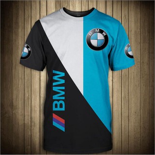 เสื้อยืดลําลอง แขนสั้น คอกลม พิมพ์ลายโลโก้ BMW 3D แฟชั่นฤดูร้อน สําหรับผู้ชาย