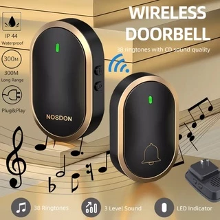 🔔กริ่งประตูไร้สาย🔔กริ่งประตู 60 เสียง 110DB ระยะไกล 300 เมตร กันน้ำและกันฝุ่น กริ่งประตูบ้าน