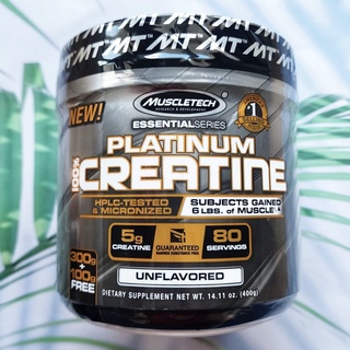 (Muscletech®) Essential Series Platinum 100% Creatine, Unflavored 400 g ครีเอทีน แบบผง ไม่มีรสชาติ