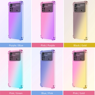 เคสซิลิโคนนิ่ม แบบใส ไล่โทนสี กันกระแทก สําหรับ Xiaomi Poco F4 F3 GT X4 M4 X3 M3 PRO 5G X3 NFC C31 C40