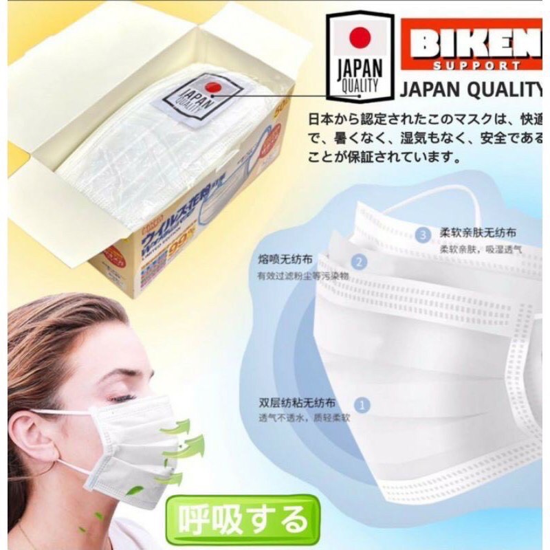 ส่งไวมาก‼️หน้ากากอนามัย ผู้ใหญ่  BIKEN Face Mask แบรนด์ญี่ปุ่น