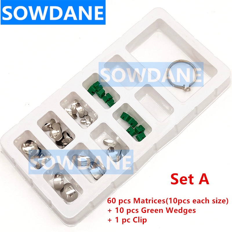 60Pcs/Set Dental Orthodontic Sectional Contoured Matrice Matrix Ring Delta Wedge Dental Matrices Spr