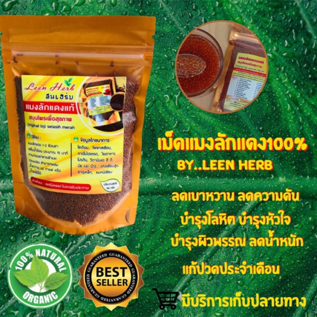 (แพ็ค 10 แถมว่านชักมดลูก 25กรัม 1ซอง) เม็ดแมงลักแดง สมุนไพรแท้ 100% เกรด A+ Organic Leen herb GARDEN CRESS SEED 10 PCs