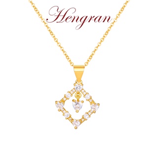 Hengran สร้อยคอแฟชั่นเกาหลี ทอง18K เพชร ผู้หญิง หัวใจ 16GN