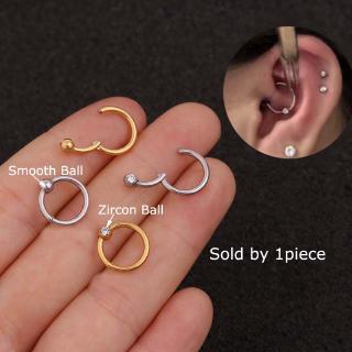 ต่างหูเจาะหูสแตนเลสลูกปัด tragus helix pinna lobe 16 กรัม 1 ชิ้น