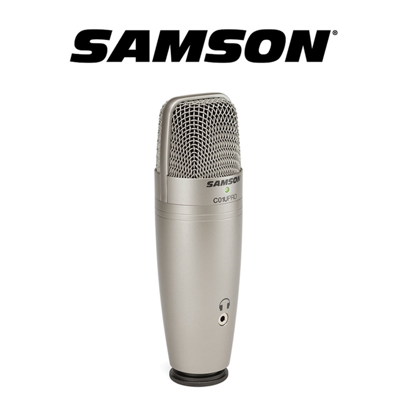 original Samson C01U Pro USB Studio ไมโครโฟน พร้อมการตรวจสอบตามเวลาจิง ไดอะแฟรมขนาดใหญ่ สำหรับการบรอ