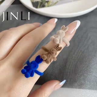 JINLI Cute Women Jewelry Plush Animal Rabbit Finger Ring