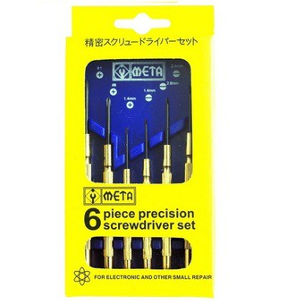 META ไขควงซ่อมนาฬิกา ด้ามชุบทอง 6 ตัว/ชุด เมต้า