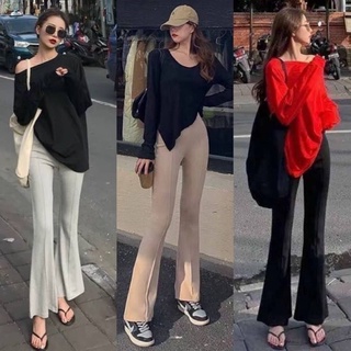 🔥Hot🔥 Korean Long pants 🇰🇷 สาวลุคส์ไฮเอ็นต้องมีกับกางเกงขาม้า5ส่วน ผ้าบุ๊งเนื้อดี ใส่สบาย แมชกับอะไรก็สวย