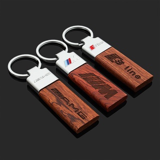 Rosewood Key Pendant M Three-color Sports Logo Mercedes-Benz AMG Audi Sline Car Logo Car Keychain